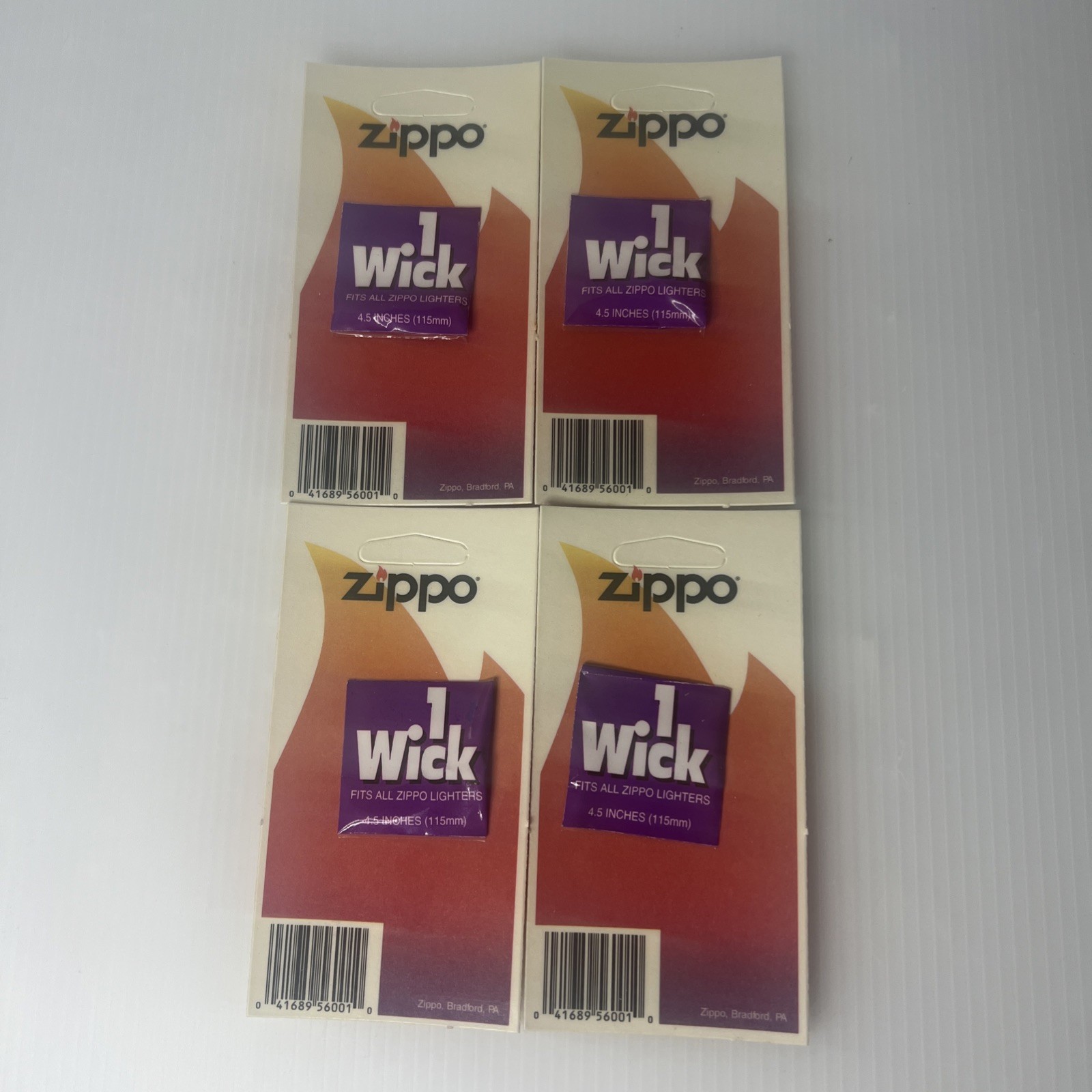 New Zippo lot of 4 Genuine NOS Wicks, each wick is 115mm, 4.5” Inches, Sealed