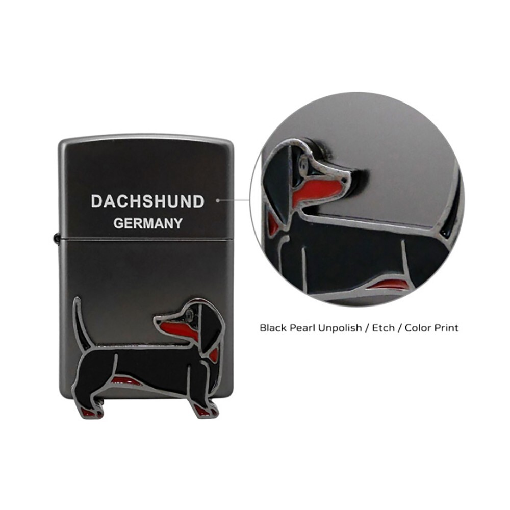 Zippo lighter Classic KR Custom/ Black Pearl Base Dachshund New in Box
