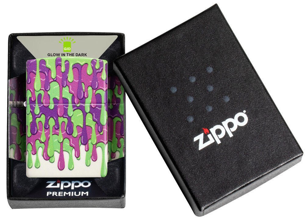 Zippo Glowing Slime Design Glow in the Dark Windproof Pocket Lighter, 49193-1…