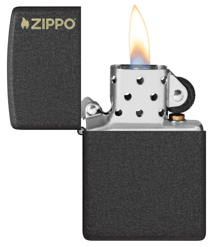 Zippo Classic Black Crackle® Zippo Logo Windproof Pocket Lighter, 236ZL