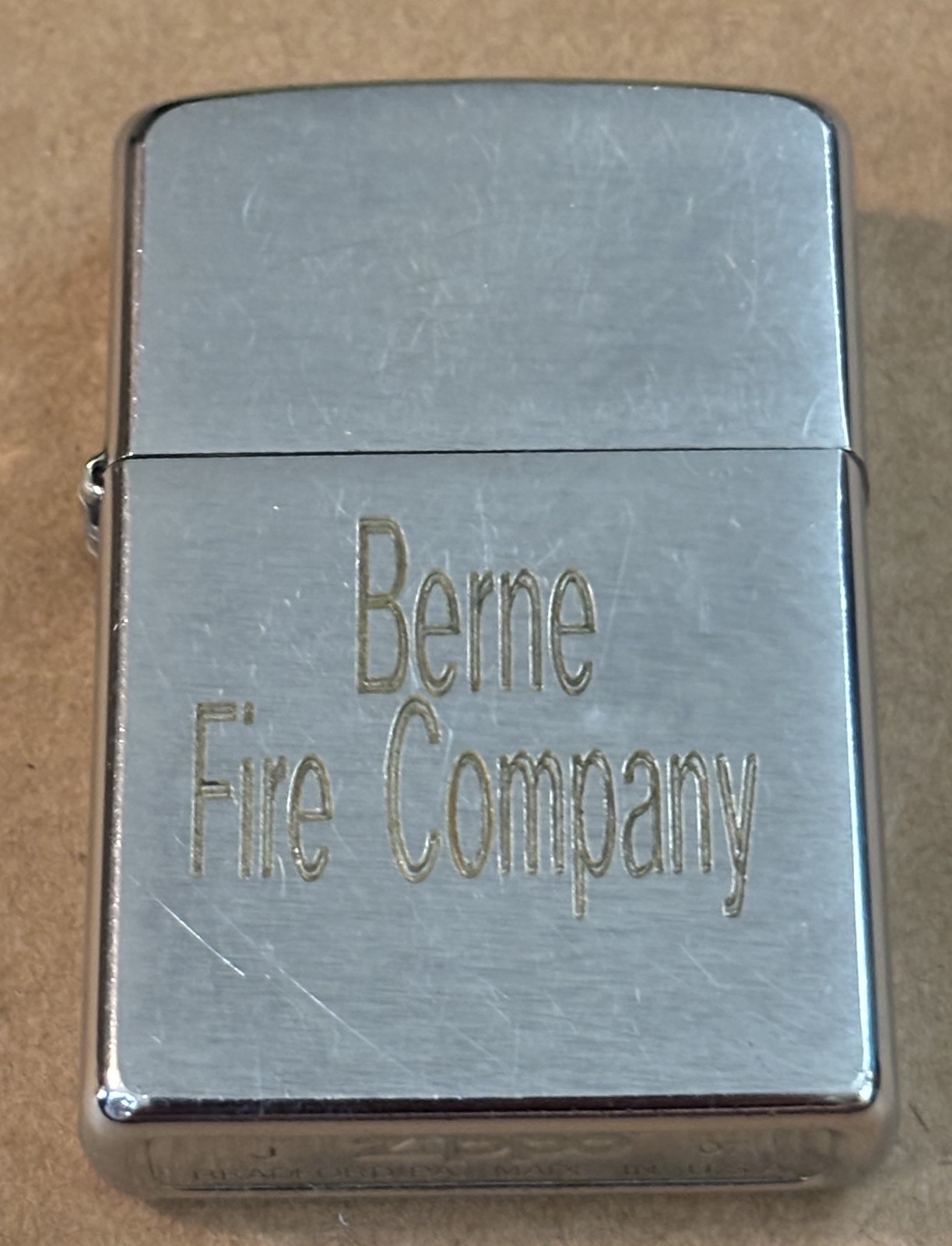 🔥 Zippo Lighter – October 2007 – “Berne Fire Company” Engraved – Used, Sparks