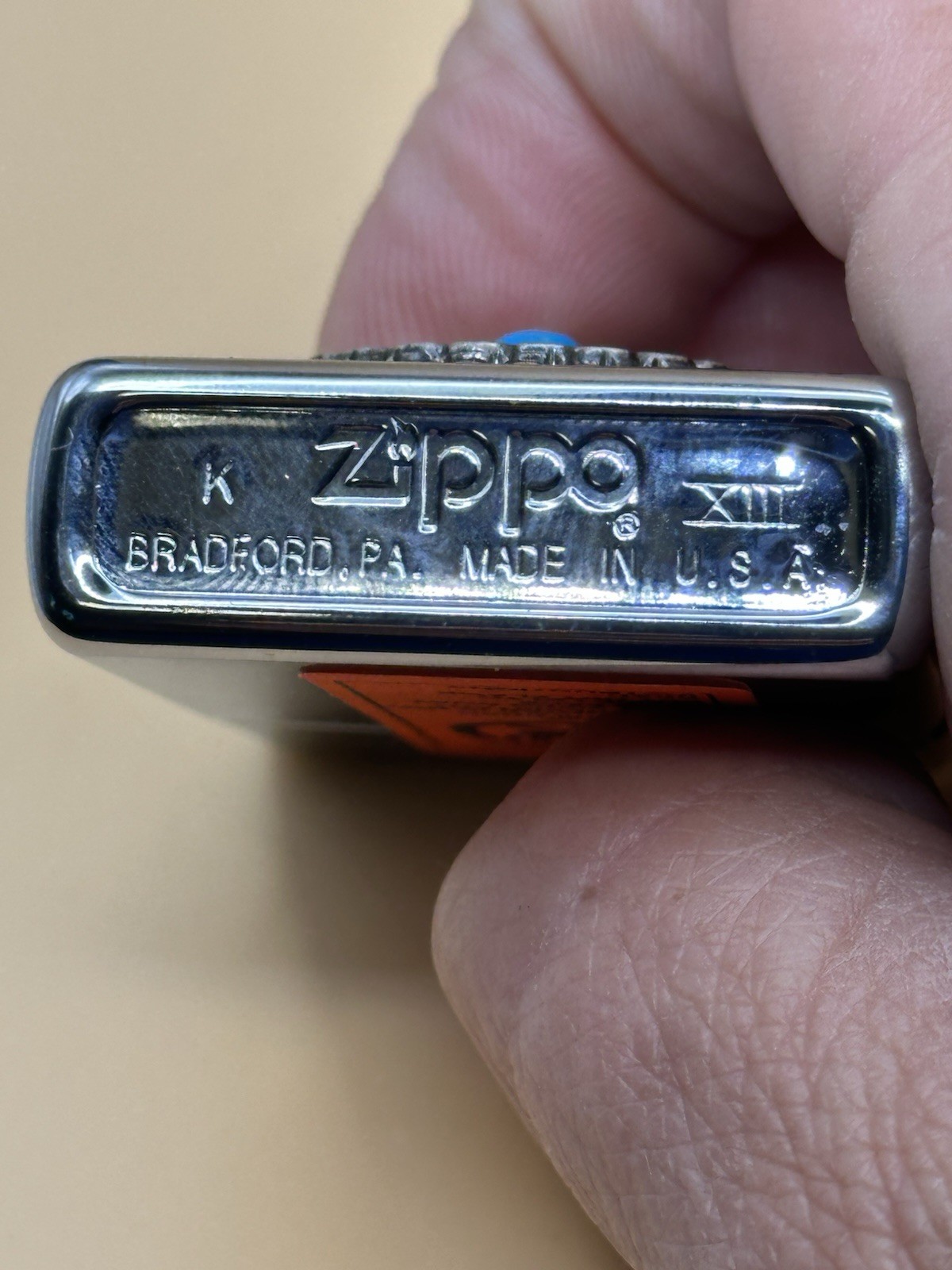 Vintage 1997 Indian Turquoise Emblem High Polish Chrome Zippo Lighter NEW