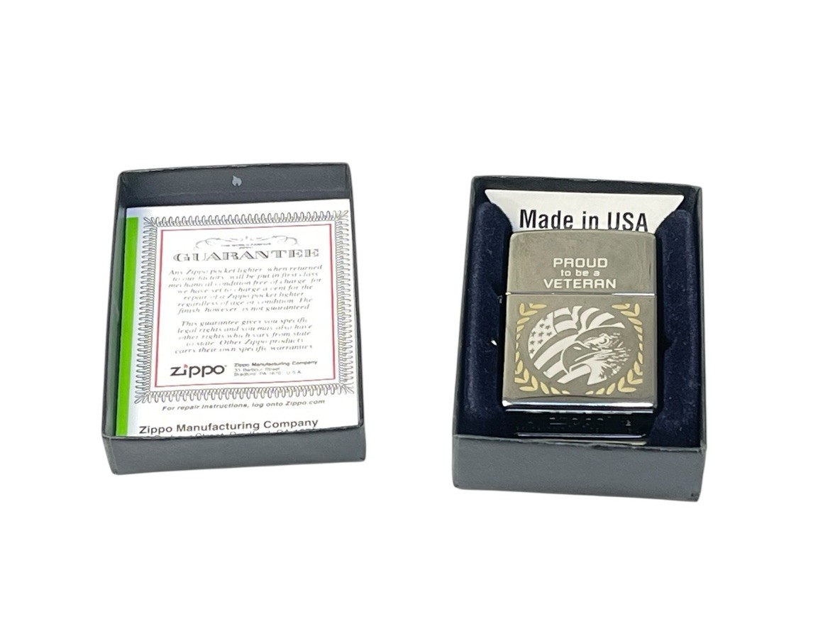 Zippo Lighter Proud To Be A Veteran Black Ice 2012 Original Box NEW USA