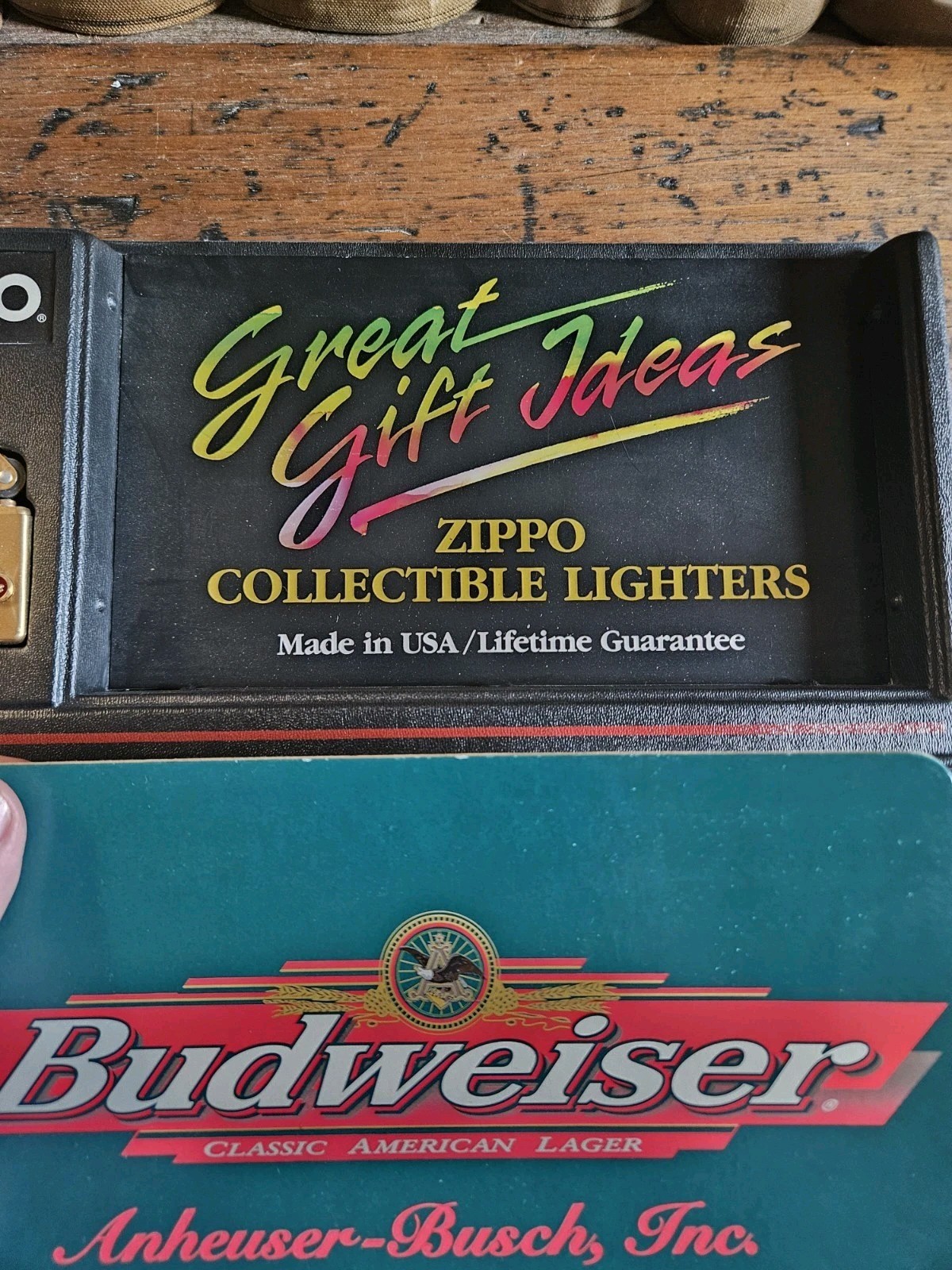 Complete 1997 Zippo Budweiser Anheuser Busch Counter Display – Unfired Lighters
