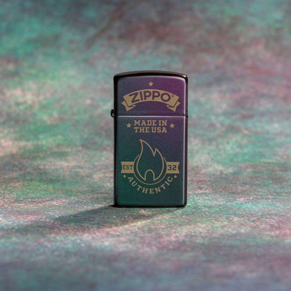 Zippo Authentic Zippo Design Slim Iridescent Windproof Pocket Lighter, 46838