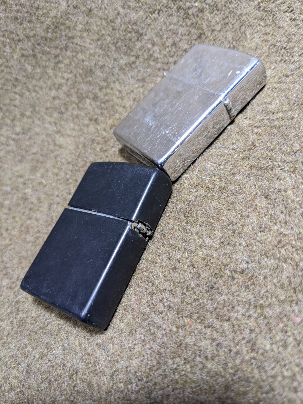 Pair Of Zippo Lighters Black & Playboy Silver Both Need Maintenance