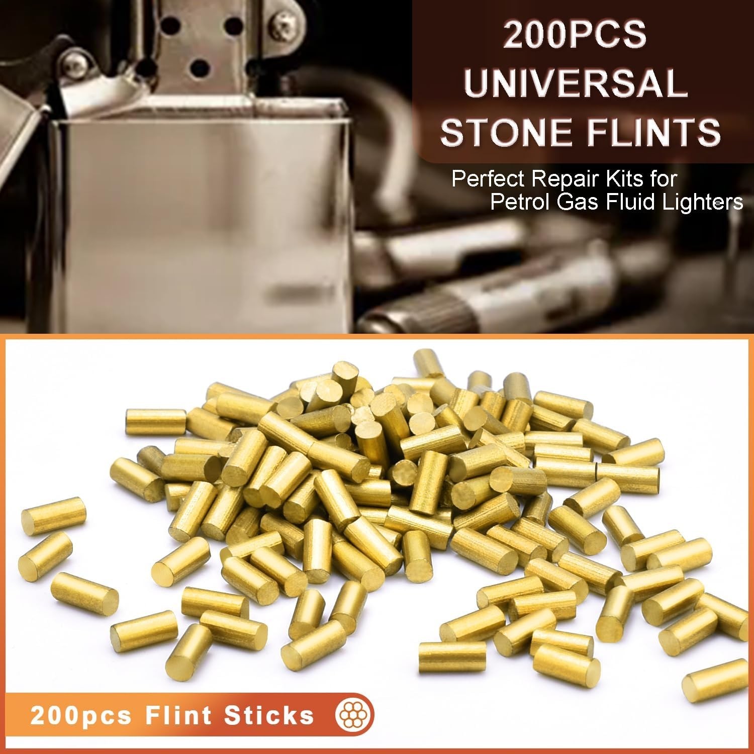 200 Pcs Universal Lighter Replacement Flint Refills Compatible with Most Lighter