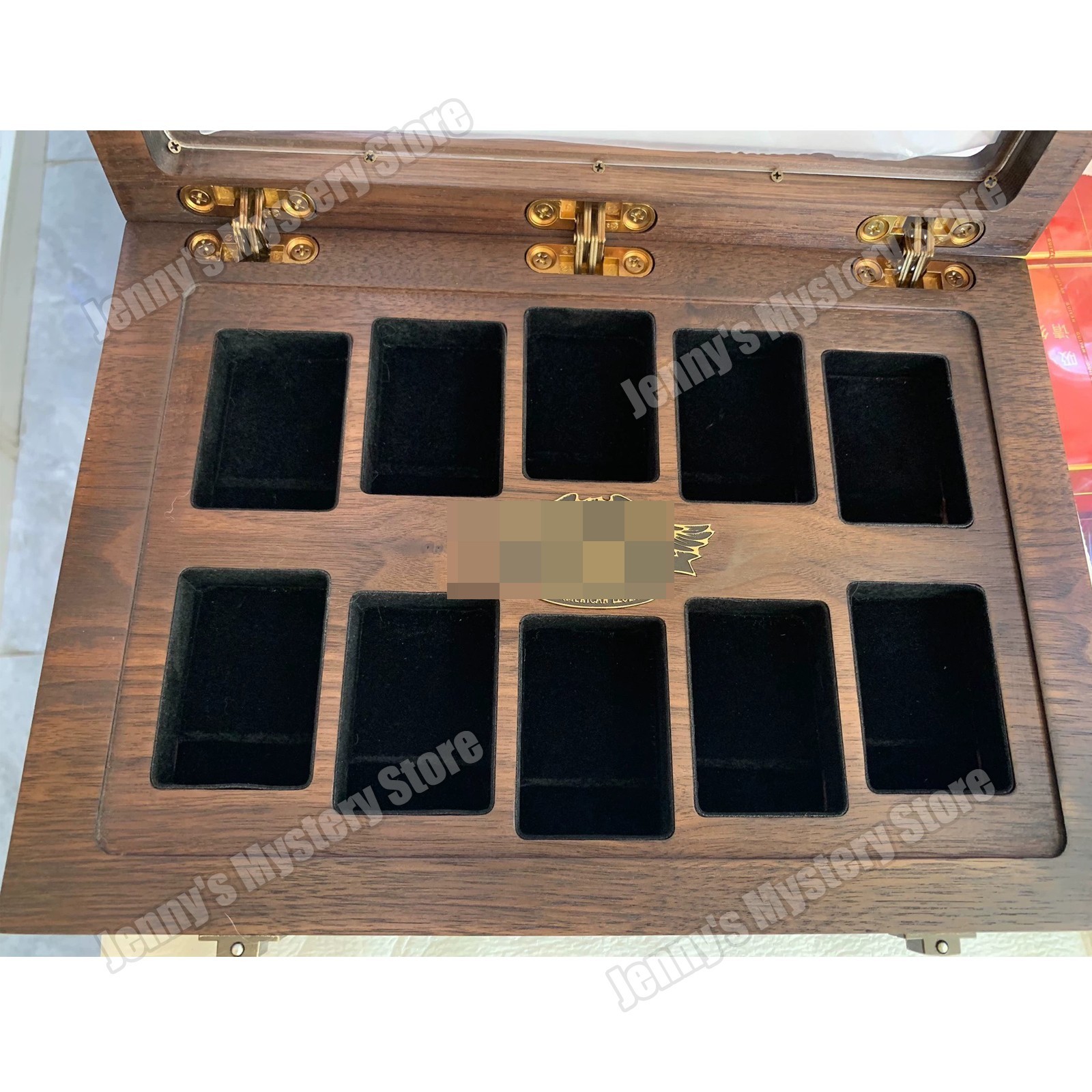 10 Slot Black Walnut Collection Flip Display Case Storage Box for Zippo Lighter