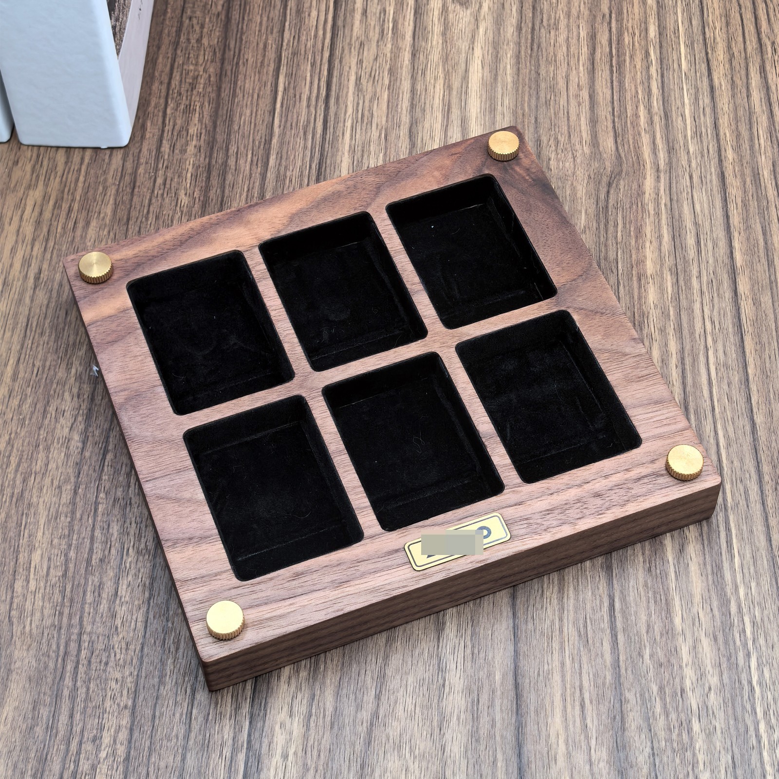 6Slot Black Walnut Lighter Collection Display Case Storage Box for Zippo Lighter