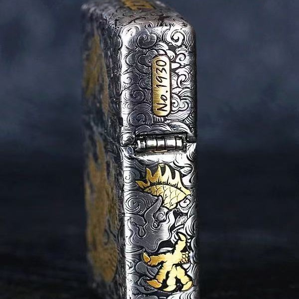 Zippo Gold-Inlaid Heavy Armor Chinese Dragon Engraved Lighter Gift & Collectible