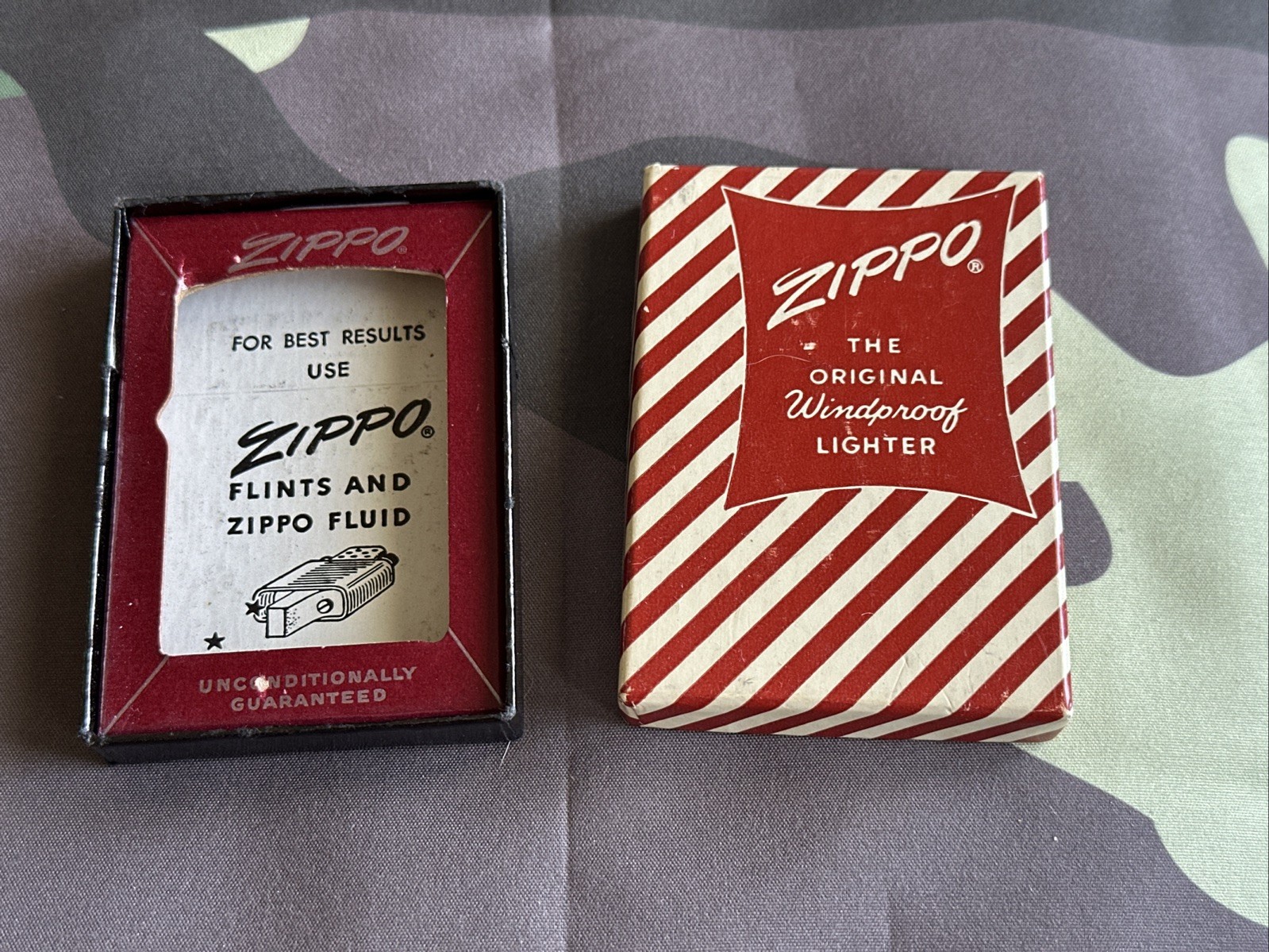 1958 Vintage Zippo Lighter – Tonawanda Engineering Company – Candy Striped Box