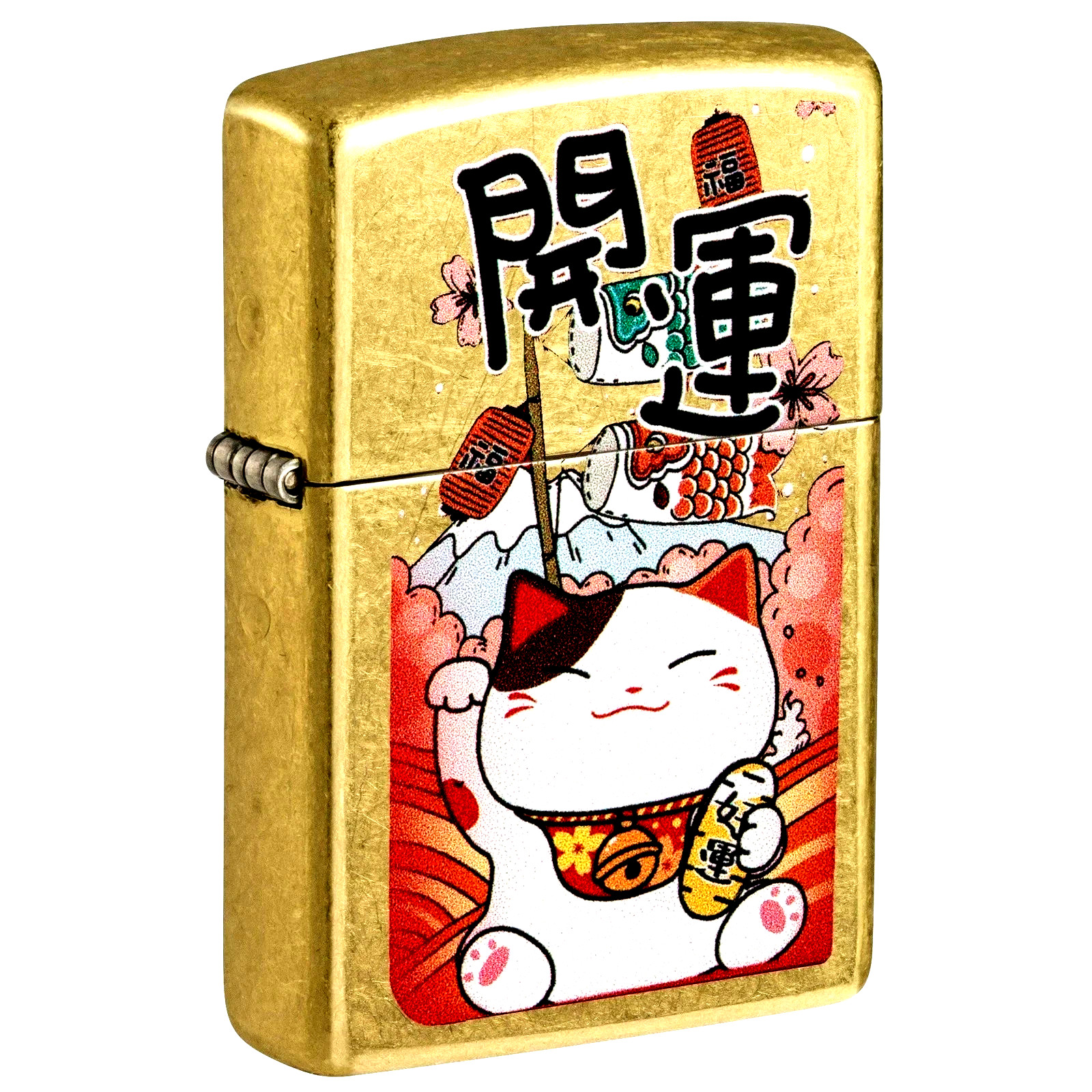 Cool Lucky Cat Design, Street Brass Zippo
