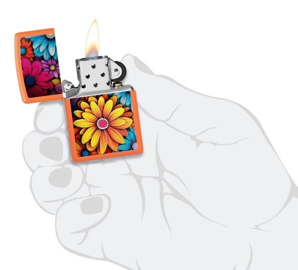Zippo 46434 Bouquet of Flowers Texture Orange Matte Windproof Pocket Lighter