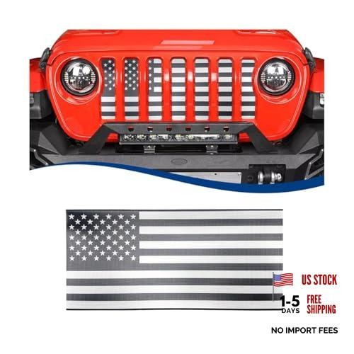 Front Mesh Grill Inserts Compatible with 2018-2026 Jeep 2018+ JL JT Black Flag