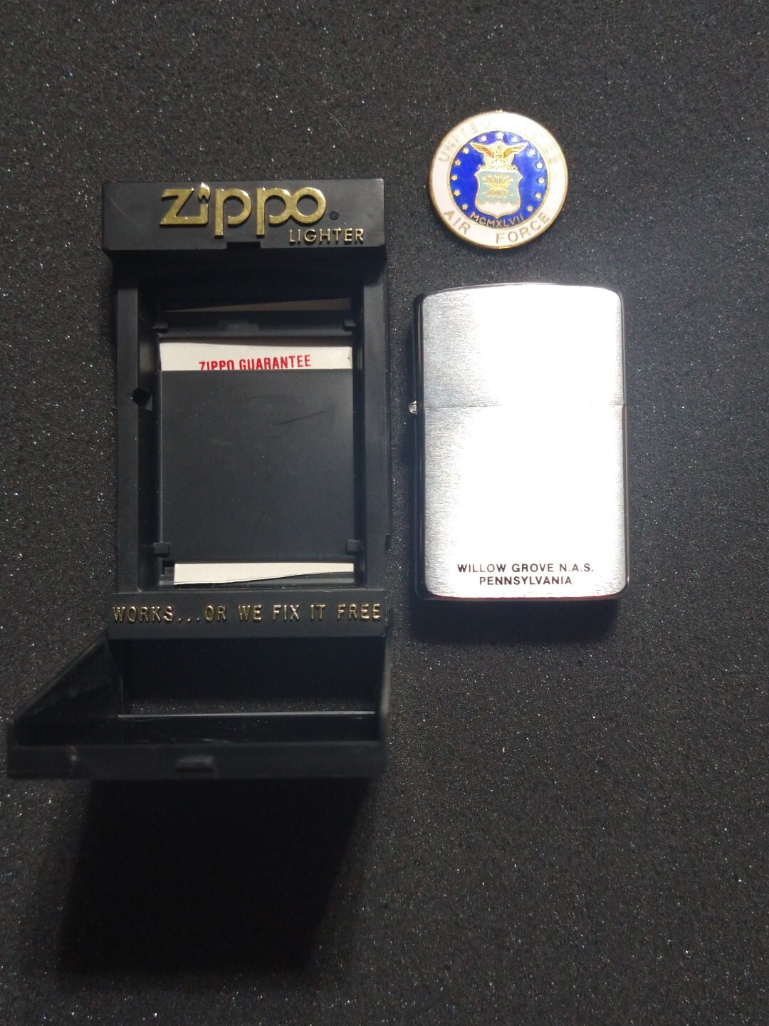 US AIR FORCE ZIPPO LIGHTER UNUSED WILLOW GROVE N.A.S.