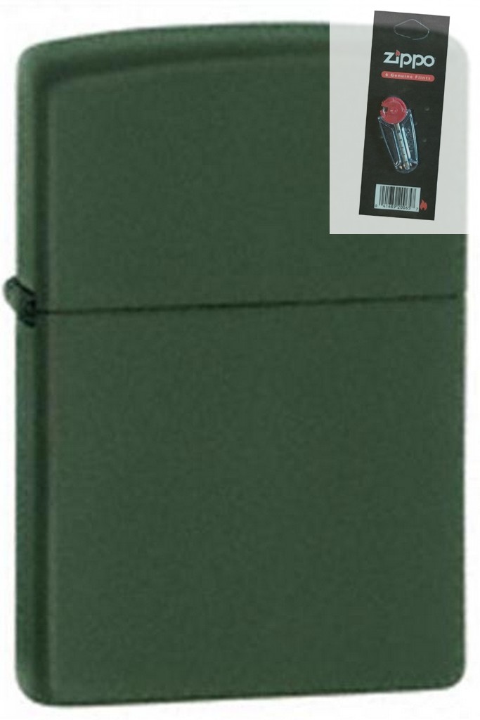 Zippo 221 green matte Lighter + FLINT PACK