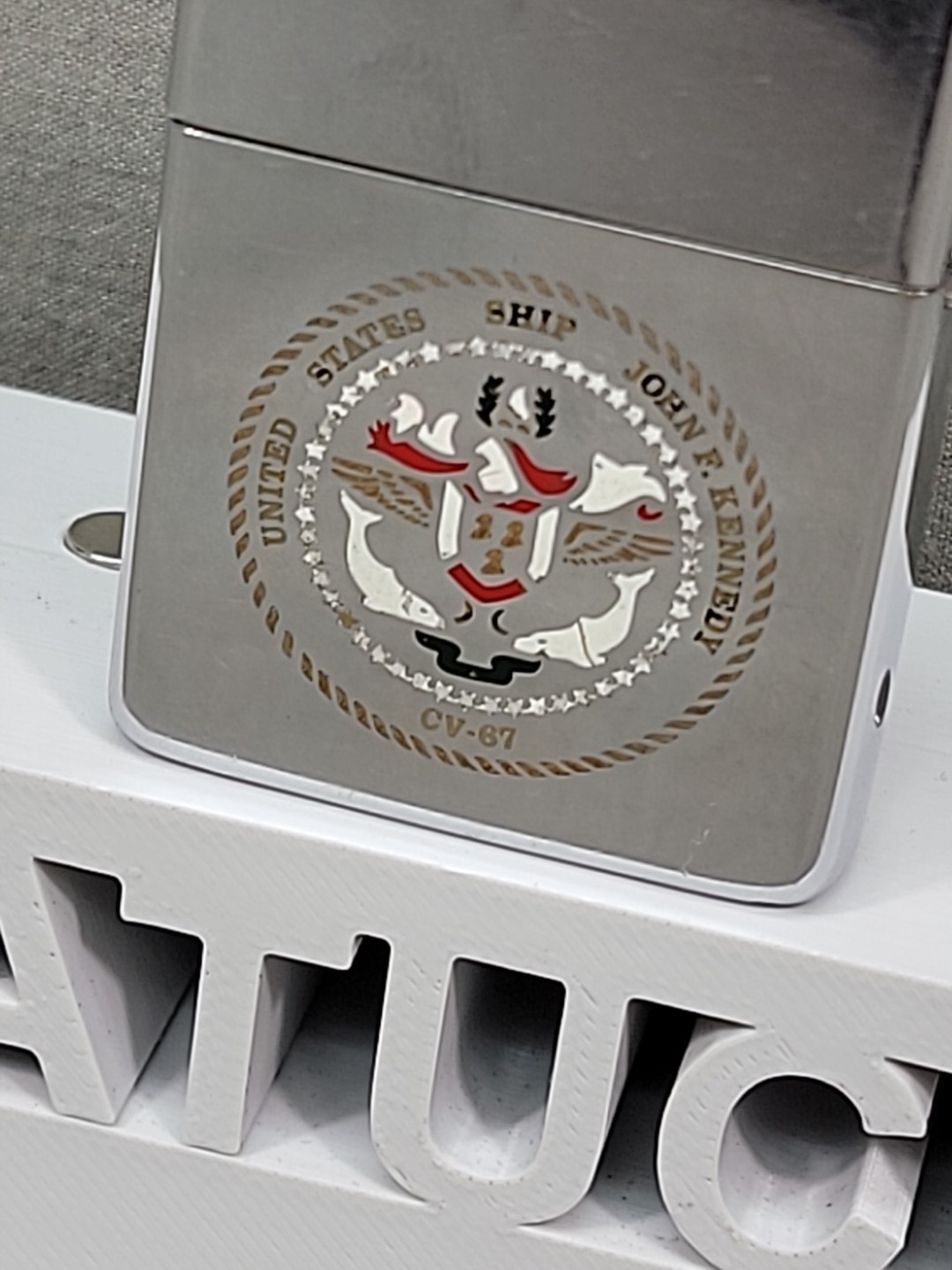 Vintage E / IV 1988 USS John F Kennedy CV-67 Double Sided Graphic Zippo Lighter
