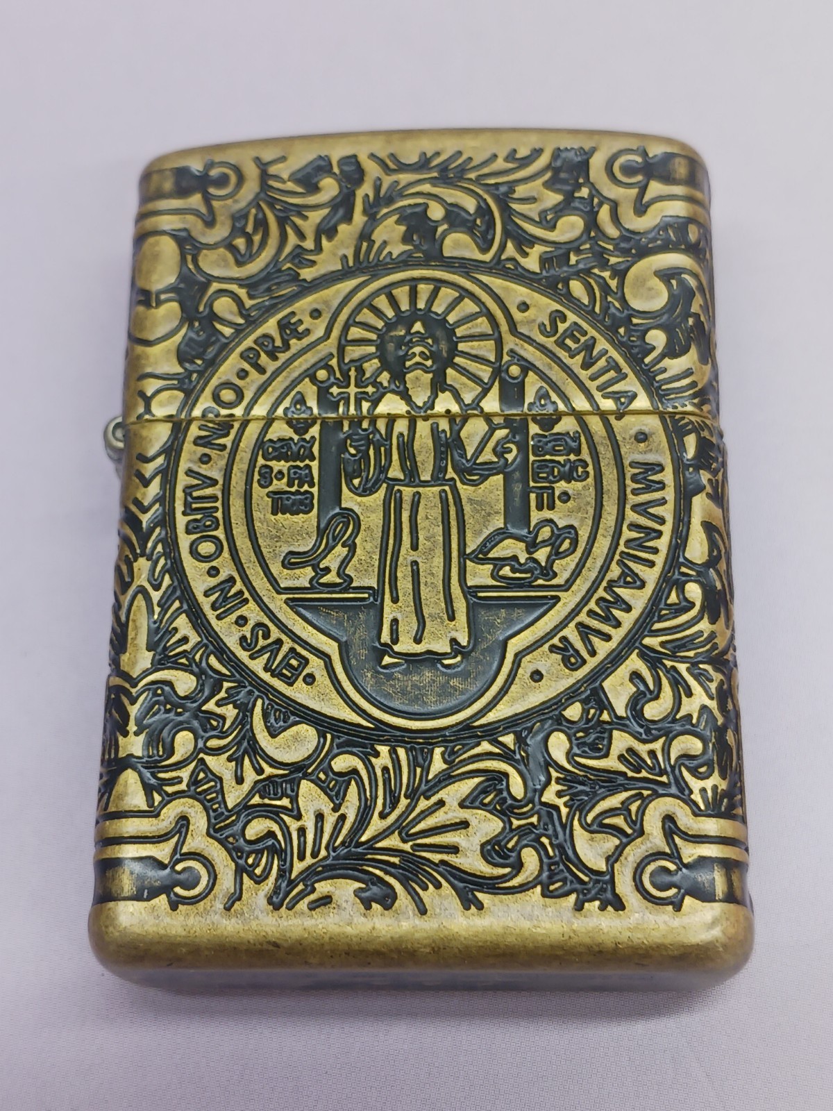 Zippo 29719 St Benedict Design Antique Brass Armor