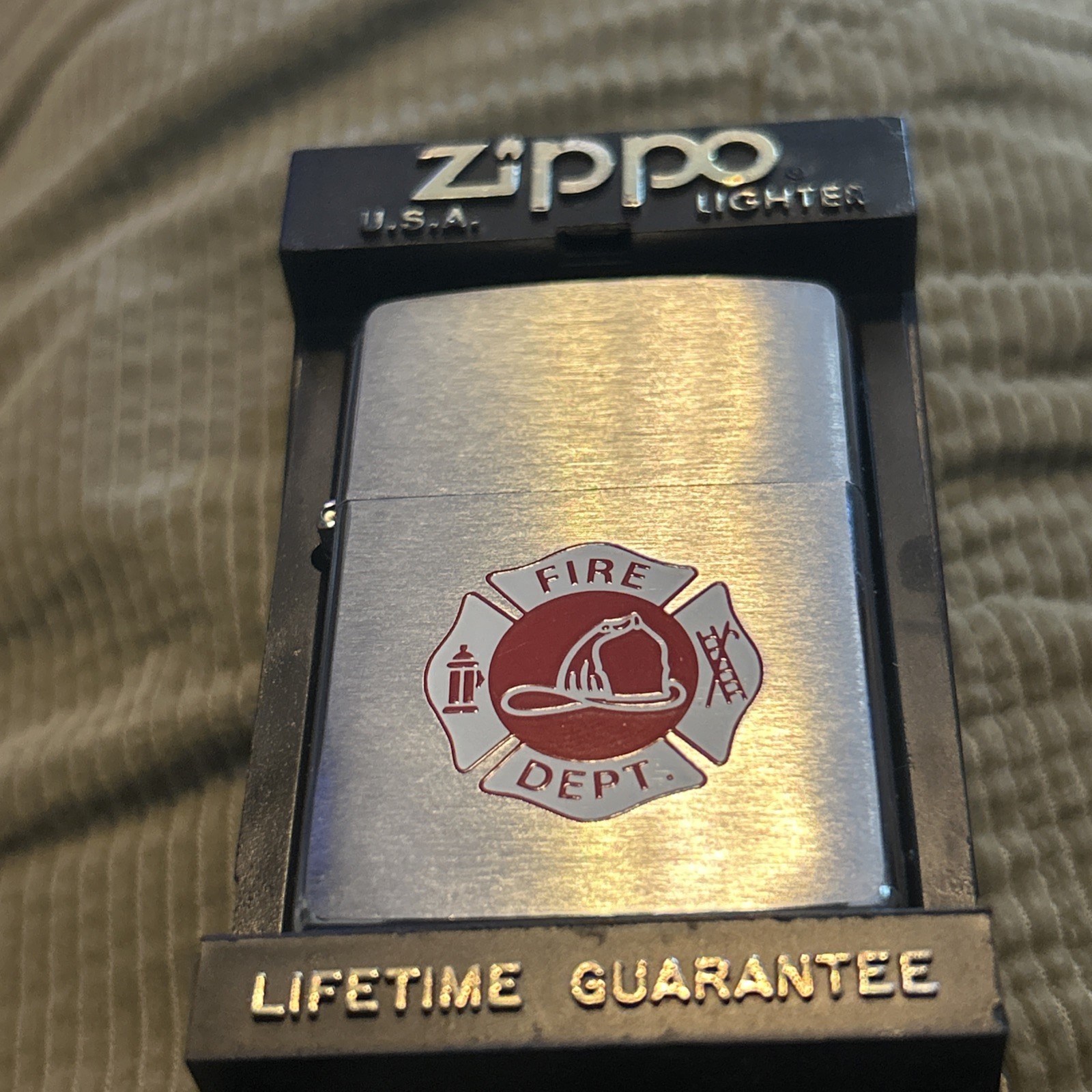 Zippo Lighter Silver Tone Fire Fighter NIB