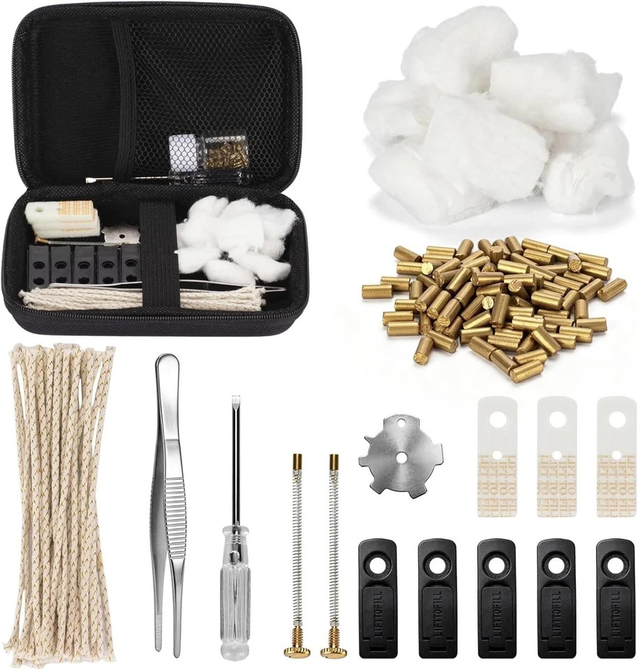 lighter Repair Kit – Replacement Parts with Cotton, felt, Wick, cotton & Tool
