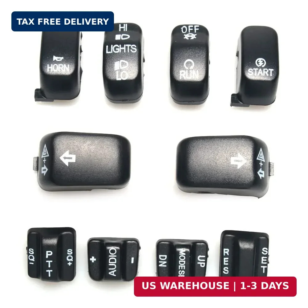Black Hand Control Switch Caps Kit Housing Button Cover for Harley Davidson 1996
