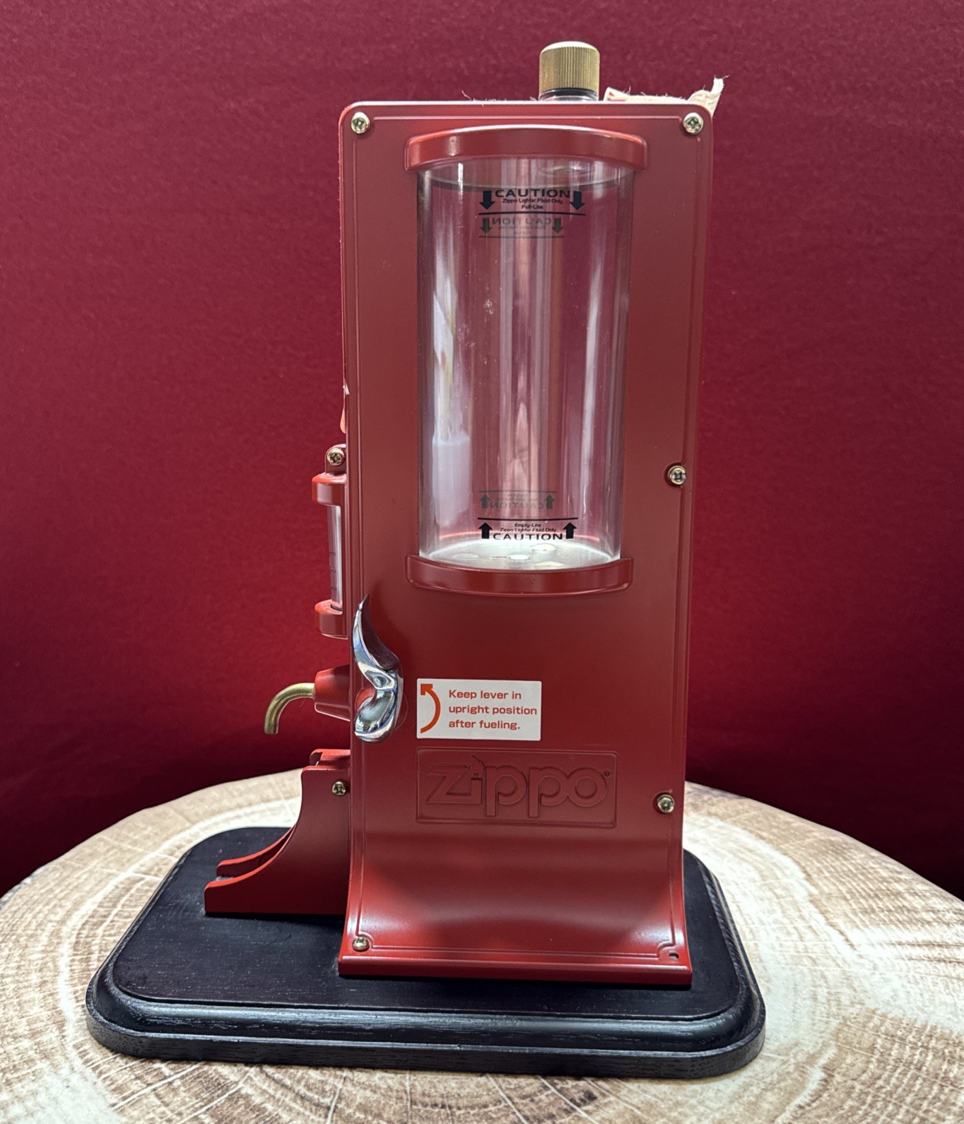 ZIPPO Fuel Station FS No. OS-R Aluminum Die-Cast Body Wooden Base RARE (NOS)