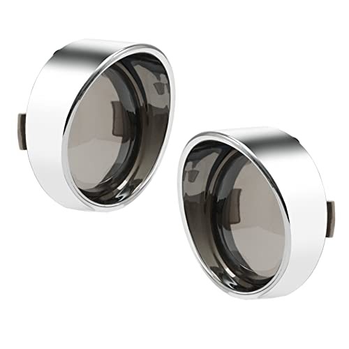 Smoke Turn Signal Lens Cover 2″ Bullet Visor-Style Chrome chrome & smoke
