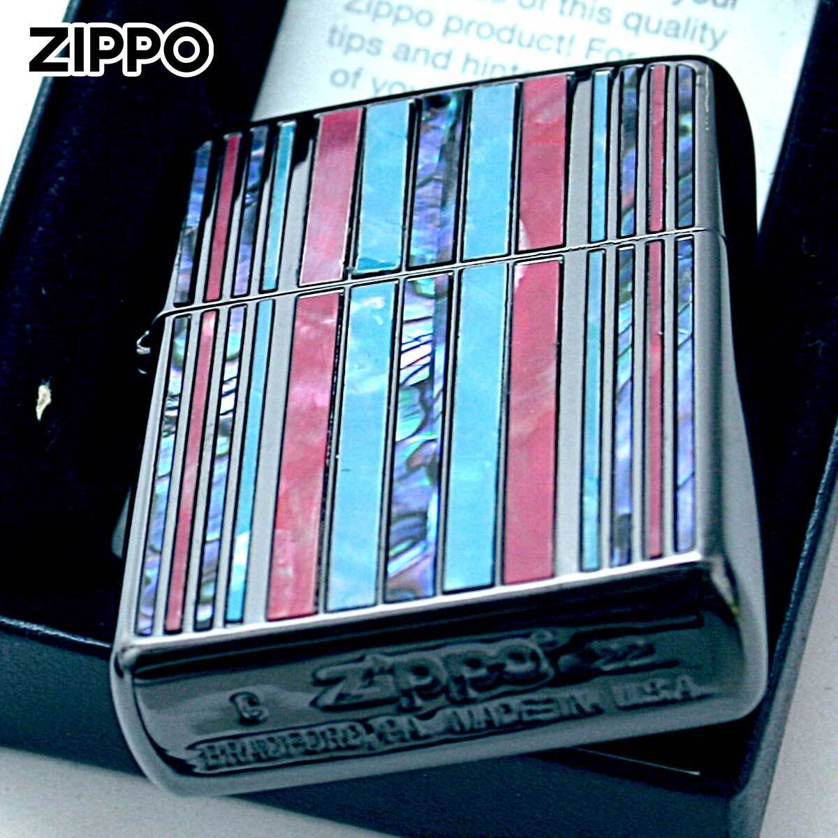 Zippo Zippo lighter shell mother of pearl stripe black SHELL STRIPE BK 1201S832