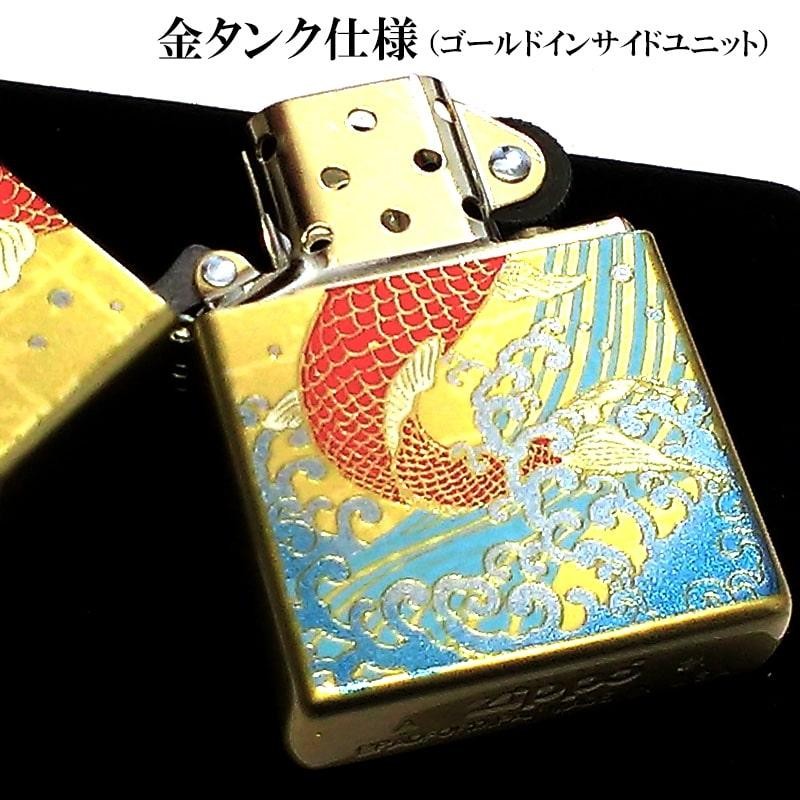 Real gold lacquer Makie Koi Fish Carp Japanese Gold Tank Zippo Oil Lighter