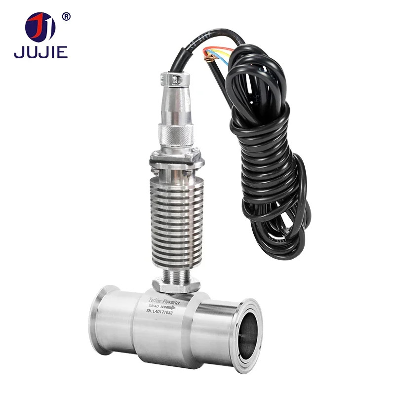 1 2 in 150℃ Turbine Flow Meter Clamp Connection Pulse Signal 24V Oil Water Diese