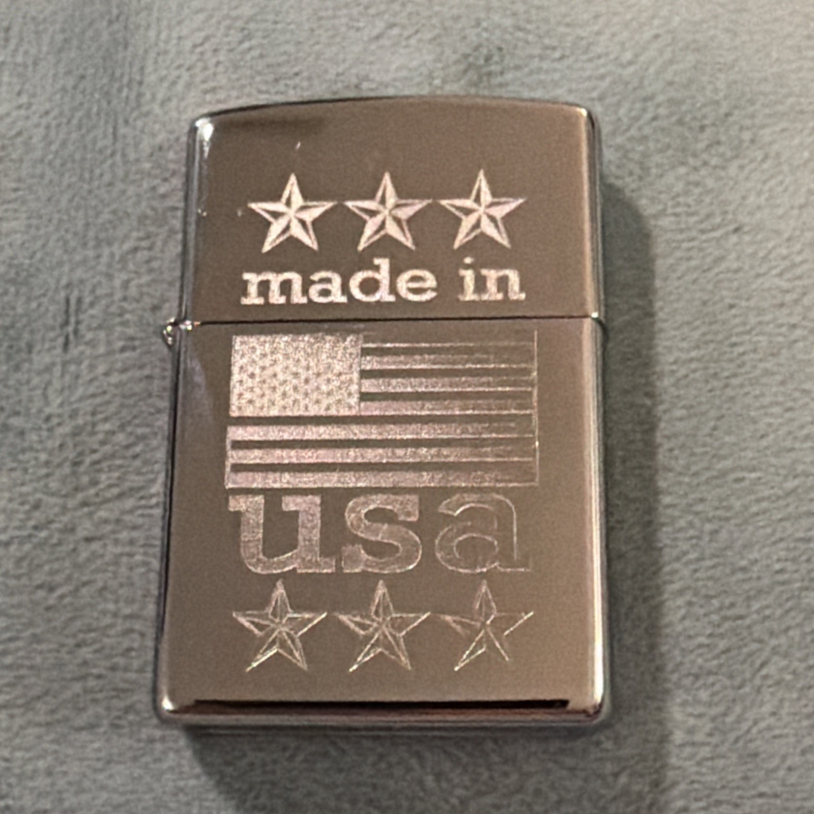 Zippo Lighter Inscription Made In USA Flag Stars New No Box