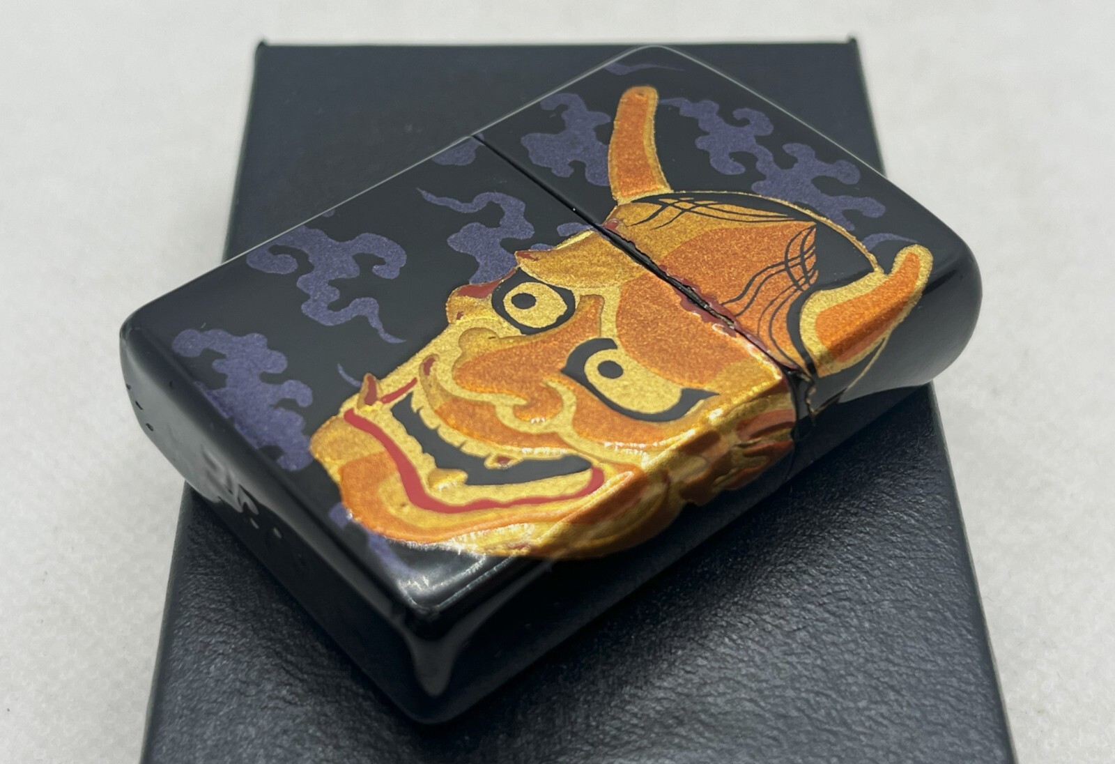Auth ZIPPO Limited Edition „Hannya Mask“ Lacquer Honkin Makie Lighter Blue-based
