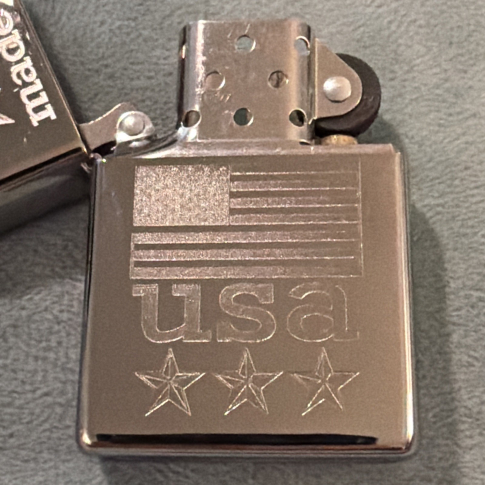 Zippo Lighter Inscription Made In USA Flag Stars New No Box