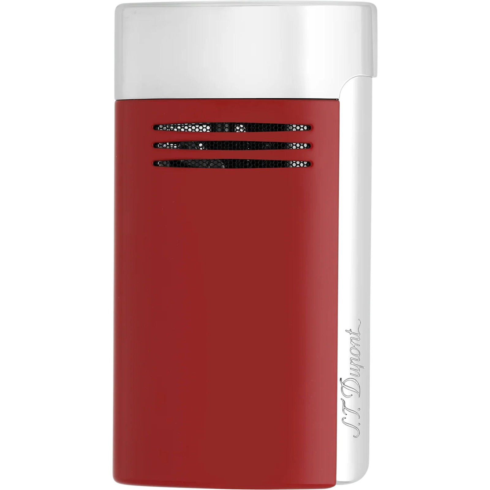 S.T. Dupont Lighter Megajet Ergonomic Red Lacquer Finish with Silver Cap 20703