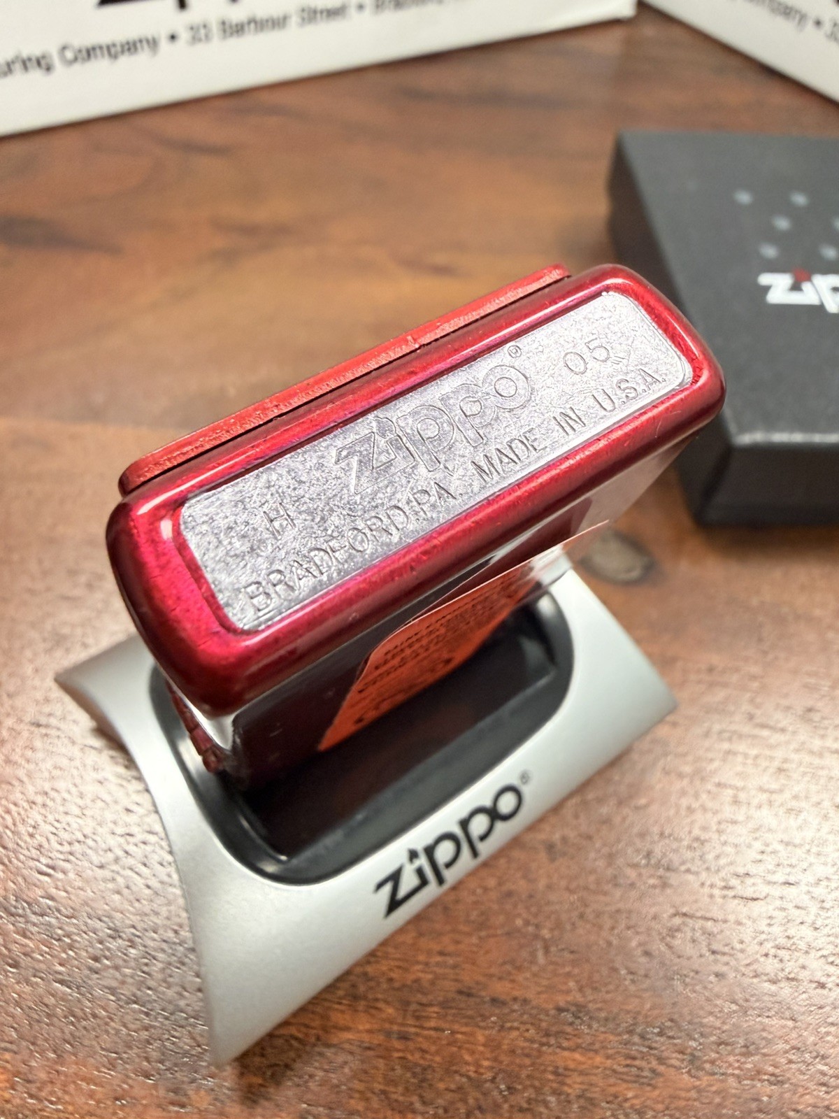 GENUINE Zippo Lighter HONDA RED ANODIZED Candy Apple Red 2005 NEW IN BOX RARE