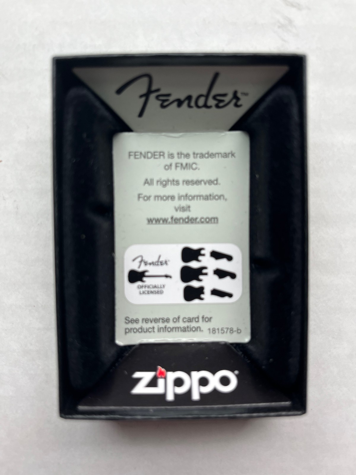 Zippo Lighter Fender Guitar 2015 Never been fired.