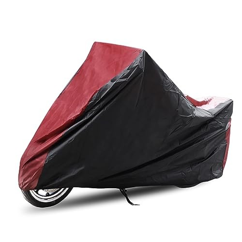 190T Rain Dust Motorcycle Cover Red&Black Outdoor 86″ for Harley Davidson L