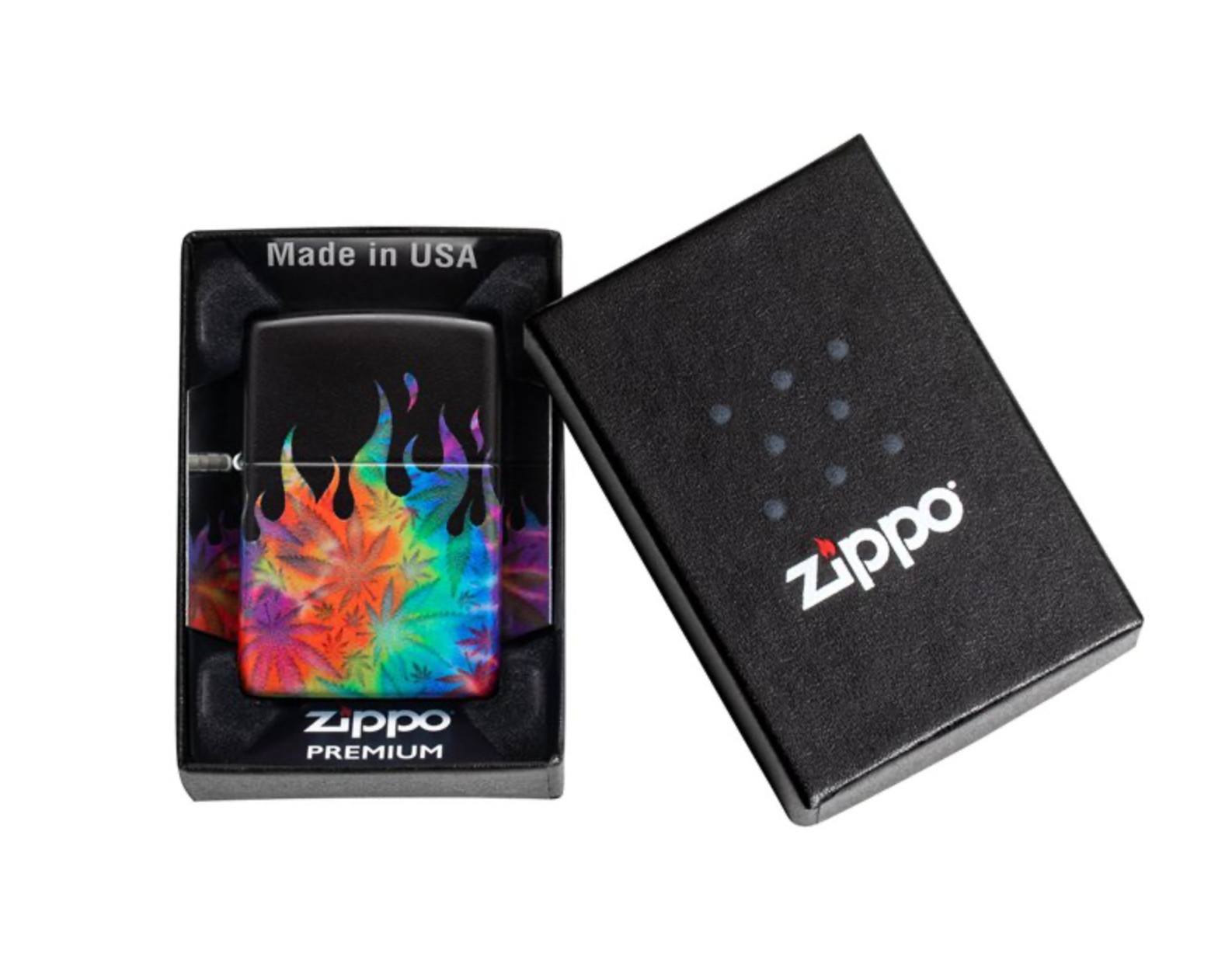 Zippo WIndproof Lighter With 4 side Colorful Marijuana Leaves, 49534, New In Box