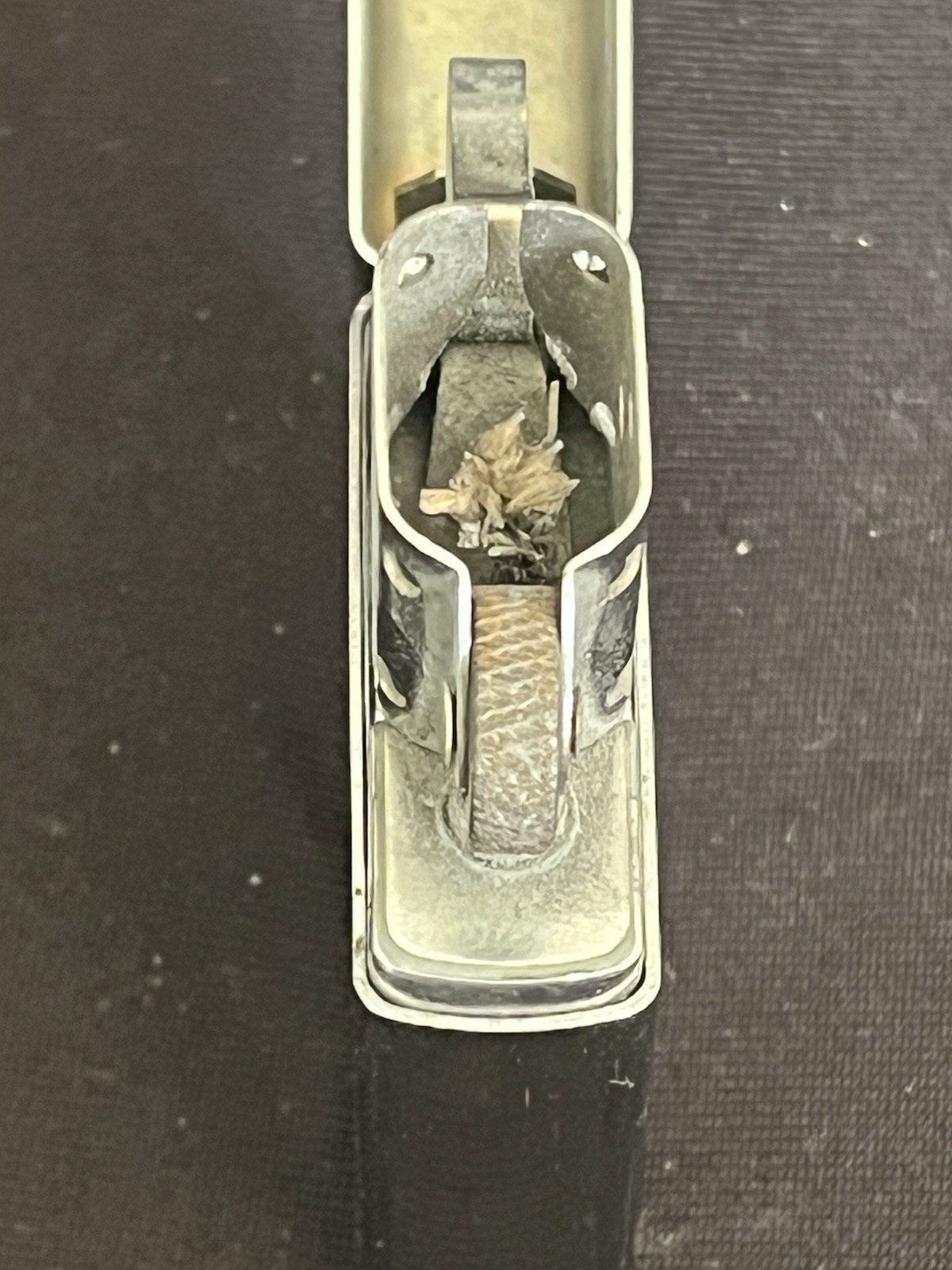 Zippo Lighter 250 Regular High Polish Chrome Made USA 2014 For Repair Only Wheel