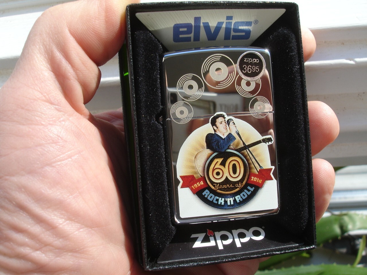 2014 Elvis Presley CHROME ZIPPO Lighter 60 years Rock ‚N Roll vinyl record 28803