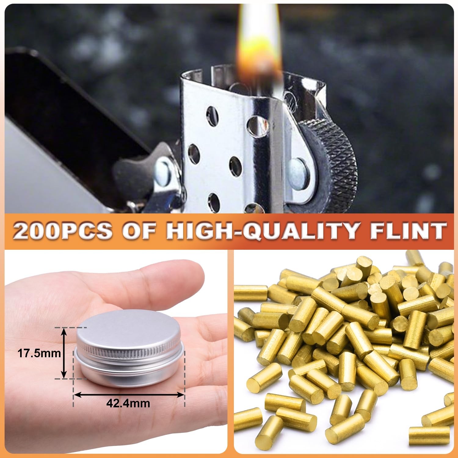 200 Pcs Universal Lighter Replacement Flint Refills Compatible with Most Lighter