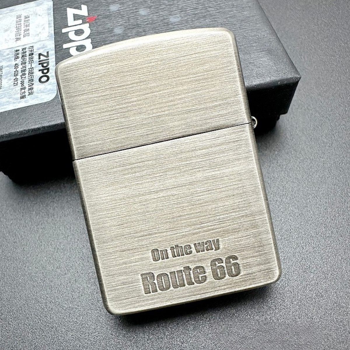 Zippo Route 66 Lighter Smoked Silver Armor Relief On the Way Collectible