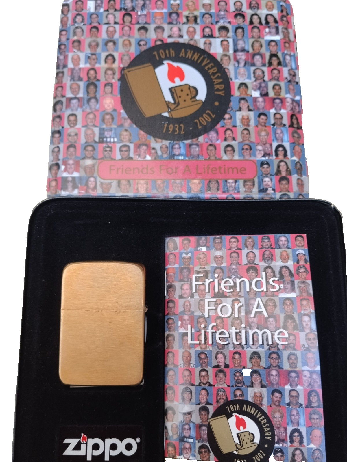 ​2002 Zippo COTY Friends For A Lifetime 70th Anniversary 1941 Replica Brass NEW