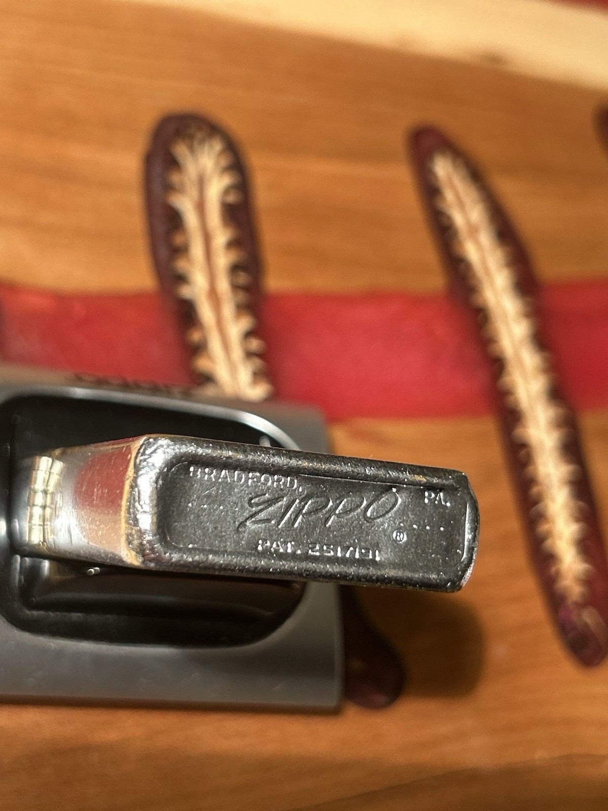 1958 Huyck Felts Zippo-Ram Etch With Woody Davis Signature On Back.