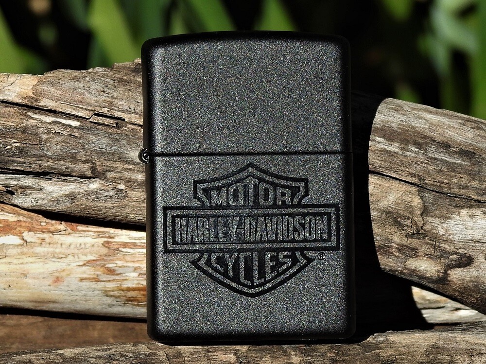 Zippo Lighter – Harley Davidson – HD Bar and Shield – Graphite – Black – # 24678
