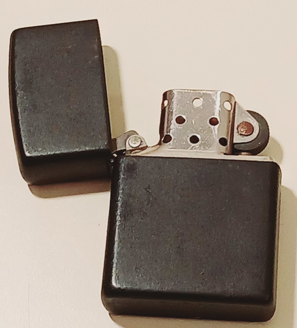 Vintage Zippo Lighter 2001 A 01 Black Matte Pocket USA Collectible Tobacco Gift