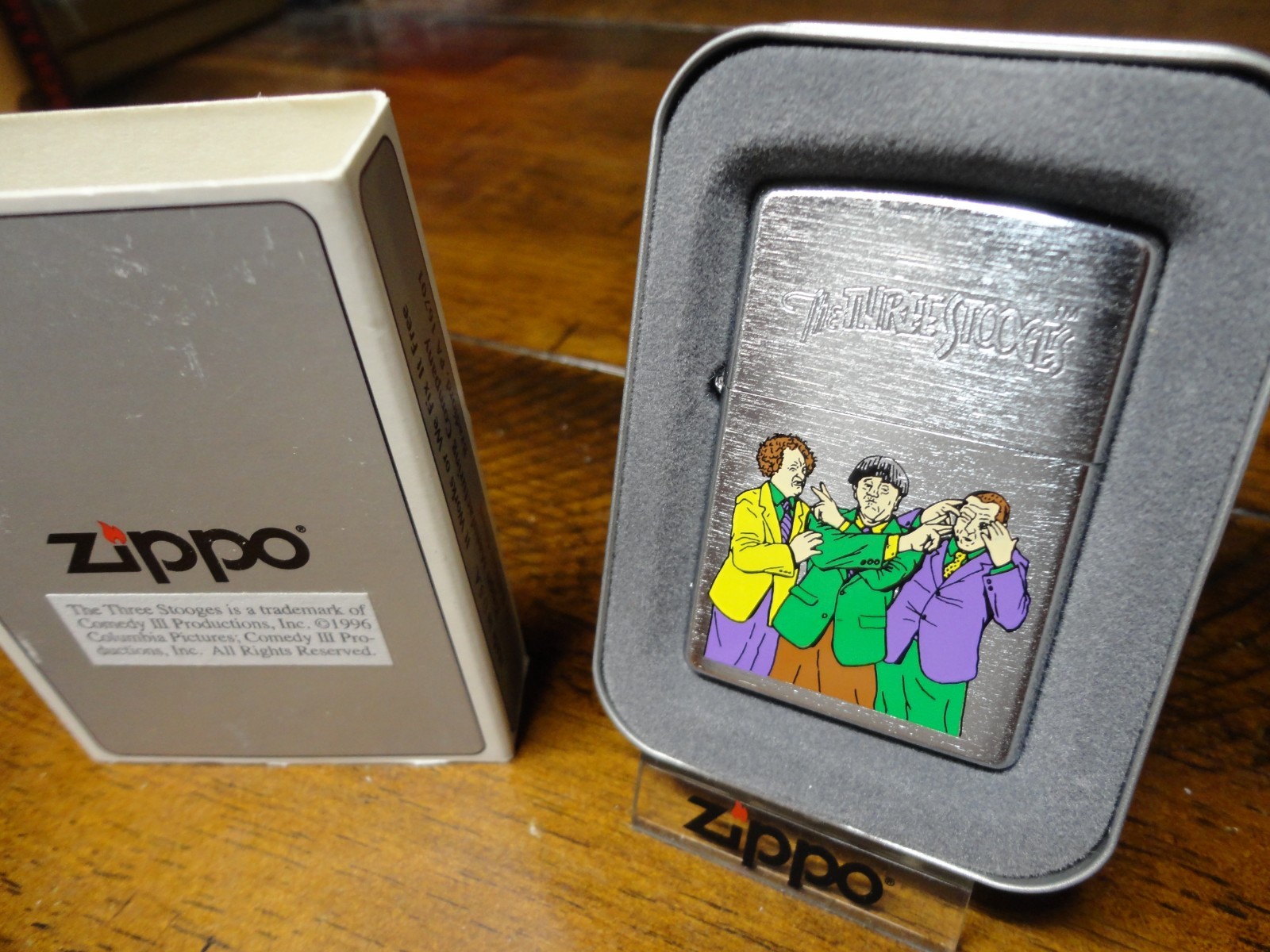 THE THREE STOOGES 3 SILLY MEN ZIPPO LIGHTER MINT IN BOX 1997