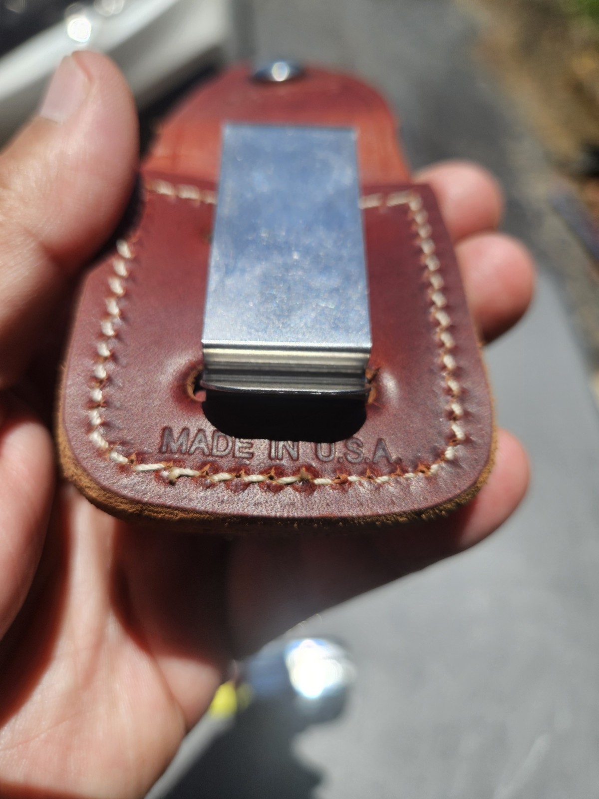 Vintage Leather Zippo Lighter Holder Belt Hook Good One USA Made