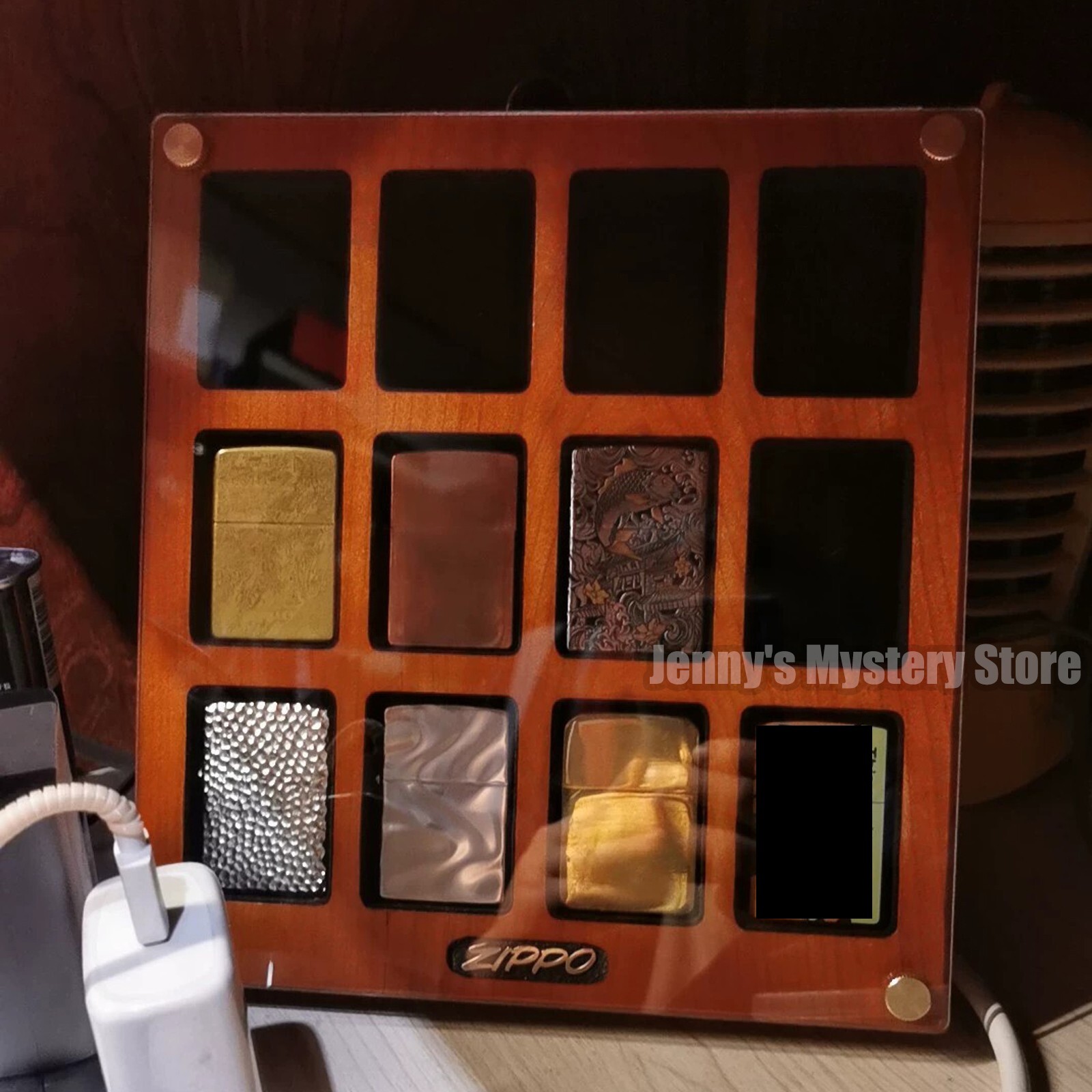 12 Slot Cherrywood Lighter Collection Display Case – For Zippo Lighters