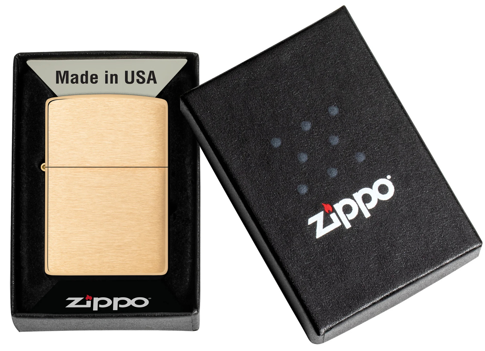 Zippo Windproof Brushed Brass Lighter, 204B, New In Box